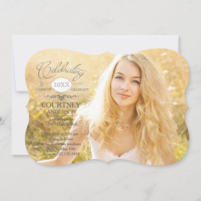 Simple Script Graduation Photo Announcement (Front)