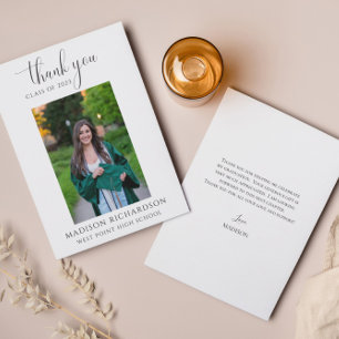 Simple Script Graduation Photo Thank You Card