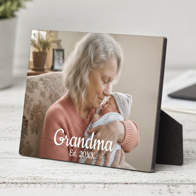 Simple Script Grandma Est.Photo Year Plaque (Creator Uploaded)