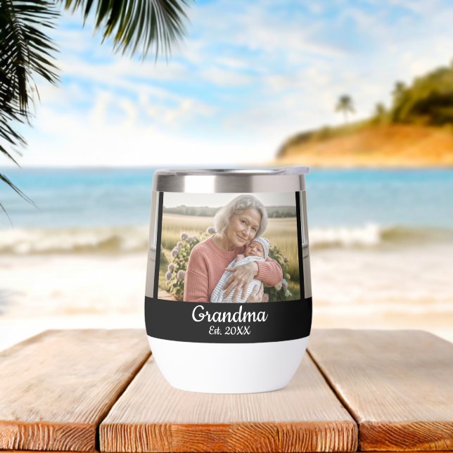 Simple Script Grandma Year Est. 3 Photo (Beach)