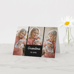  Simple Script Grandma Year Est. 3 Photo Card