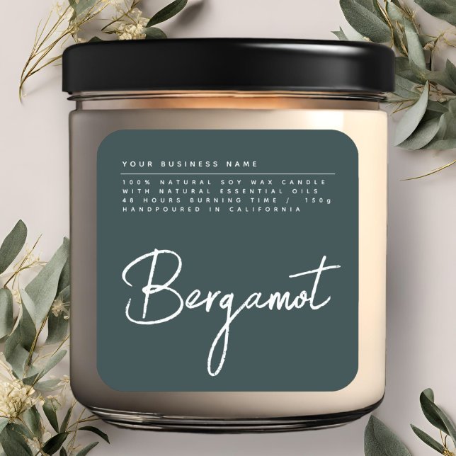 Simple script green candle product label (Creator Uploaded)