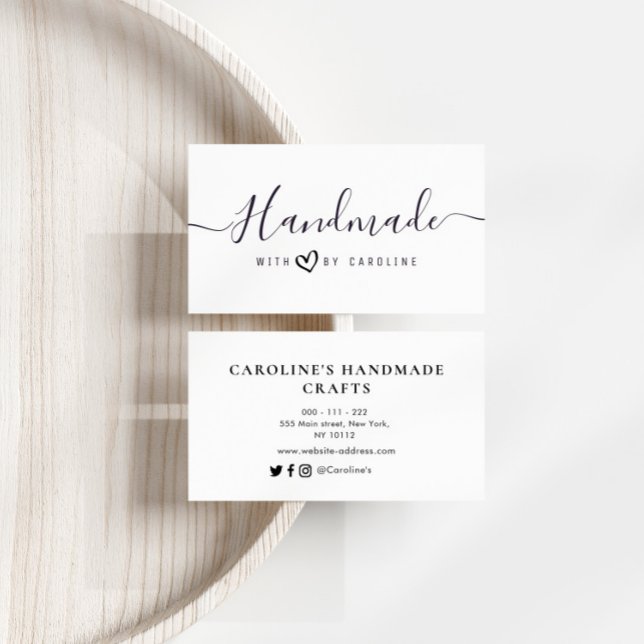 simple script Handmade business Business Card (Creator Uploaded)