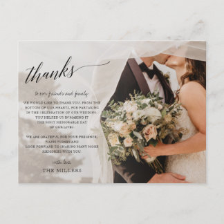Simple Script Handwritten Photo Wedding Thank You Postcard