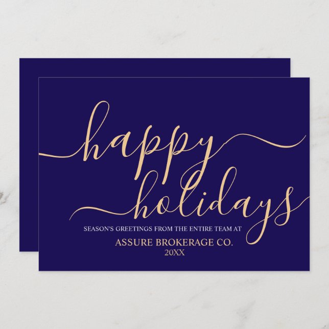 Simple Script Happy Holidays Business Corporate  Holiday Card (Front/Back)