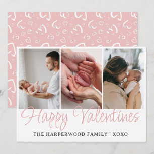 Simple Script Happy Valentines Multi Photo Newborn Holiday Card
