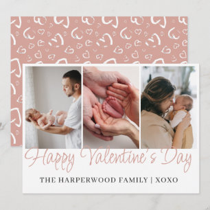 Simple Script Happy Valentines Multi Photo Newborn Holiday Card