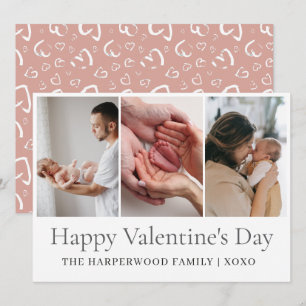 Simple Script Happy Valentines Multi Photo Newborn Holiday Card