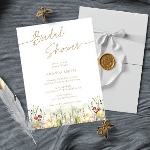 Simple Script in Elegant Floral Bridal Shower Invitation