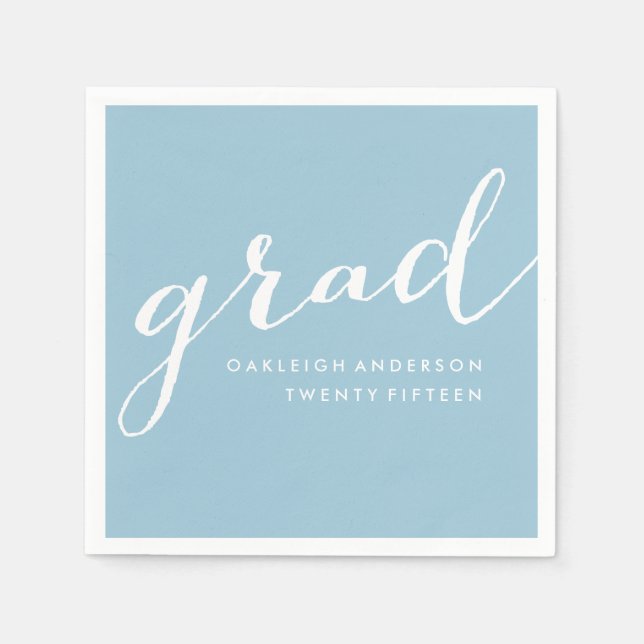 Simple Script in Pale Blue | Graduation Napkins (Front)