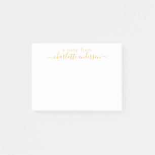 Simple Script Lettering in Yellow Personalised  Post-it Notes