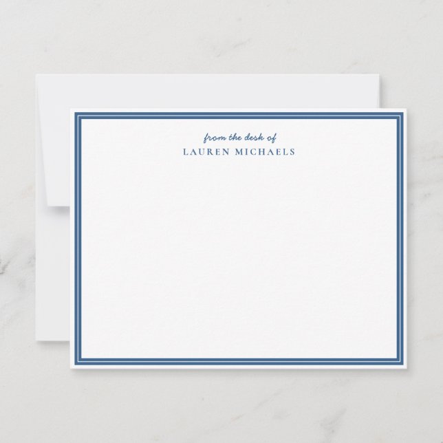 Simple Script Light Navy Blue Border Personalised  Card (Front)