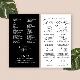 Simple Script Logo Teeth Whitening Aftercare Guide Business Card
