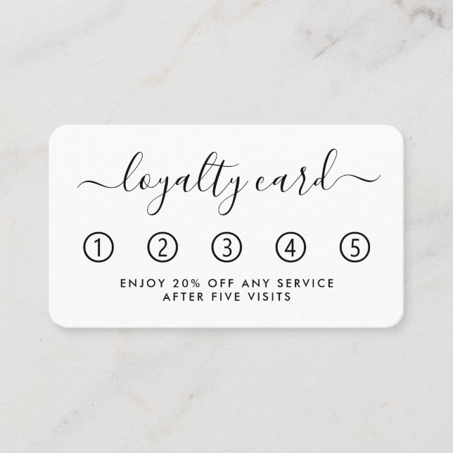Simple Script Loyalty Card - Black & White (Front)