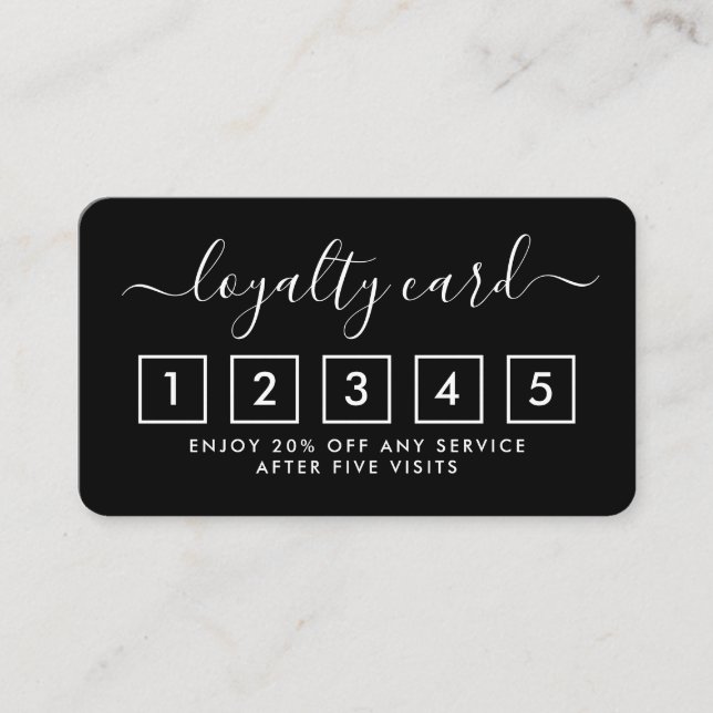 Simple Script Loyalty Card - Black & White (Front)