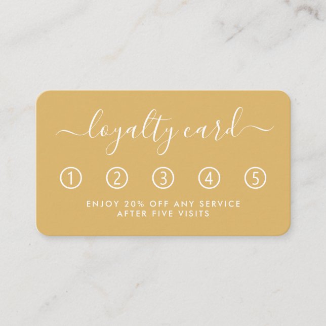Simple Script Loyalty Card - Gold & White (Front)