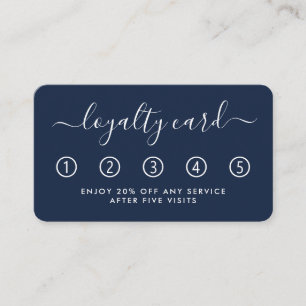 Simple Script Loyalty Card - Navy Blue & White