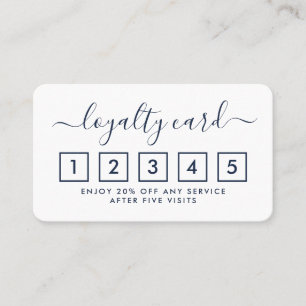Simple Script Loyalty Card - Navy Blue & White