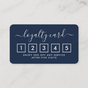 Simple Script Loyalty Card - Navy Blue & White