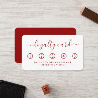 Simple Script Loyalty Card - Red & White