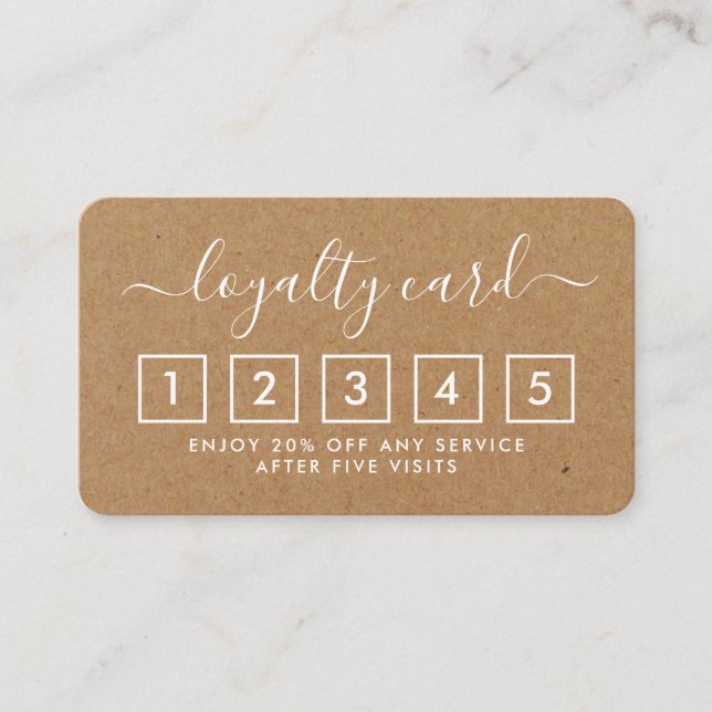 Simple Script Loyalty Card - Rustic Kraft (Front)