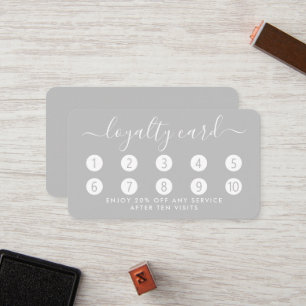 Simple Script Loyalty Card - Silver & White