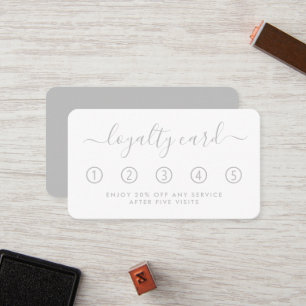 Simple Script Loyalty Card - Silver & White