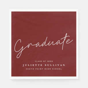 Simple Script Maroon Graduation Party Napkin