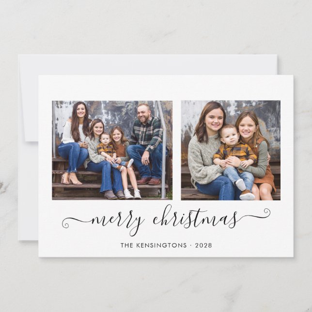 Simple Script Merry Christmas Photo Holiday  Card (Front)