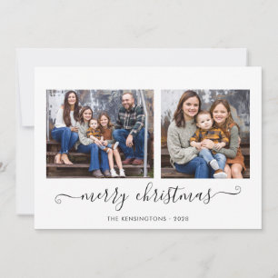 Simple Script Merry Christmas Photo Holiday  Card