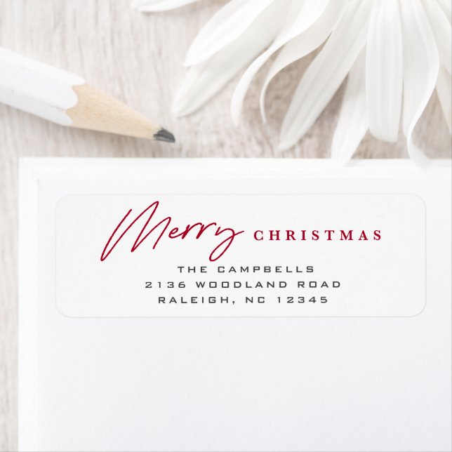Simple Script Merry Christmas Red Return Address (Insitu)