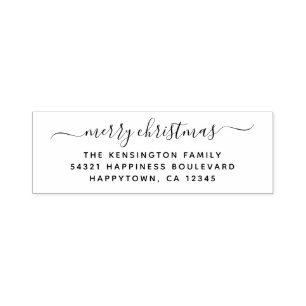 Simple Script Merry Christmas Return Address Self-inking Stamp