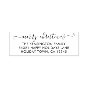 Simple Script Merry Christmas Return Address Self-inking Stamp