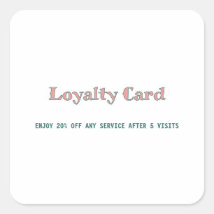 simple script minimal add your text loyalty card square sticker