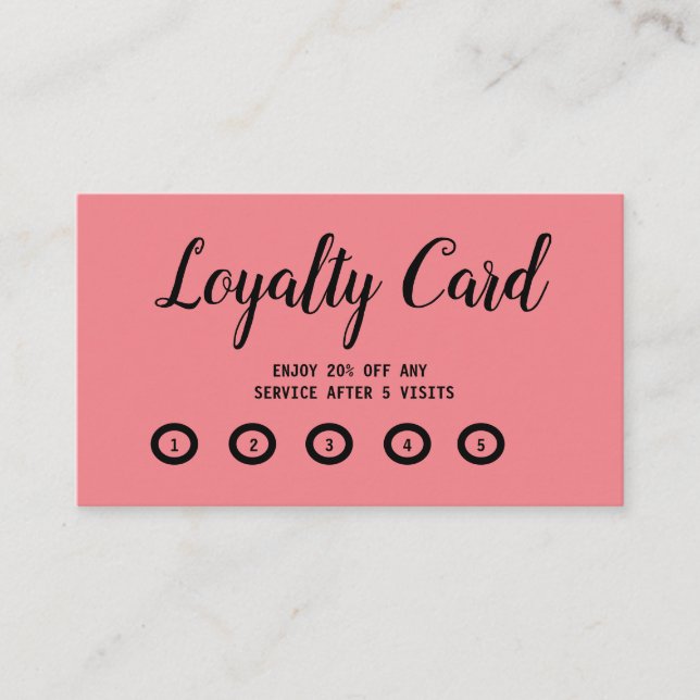 simple script minimal pink Flat Loyalty Card (Front)