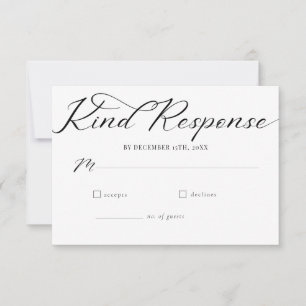 Simple Script Minimalist Classic Wedding RSVP Card
