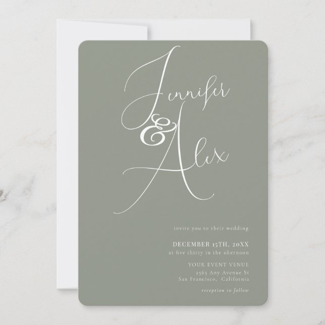 Simple Script Minimalist Photo Collage Wedding  Invitation (Front)