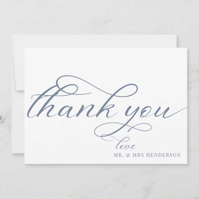 Simple Script Minimalist Wedding Thank You Cards. Card (Front)