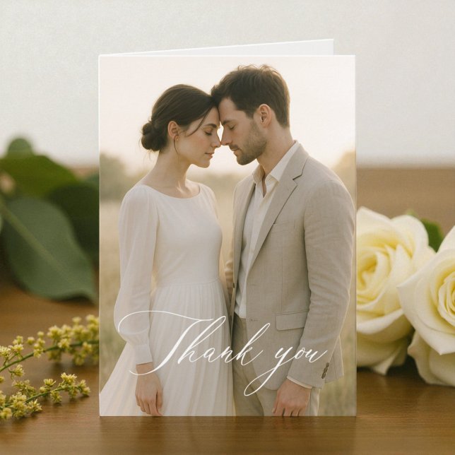 Simple Script Modern Photo Wedding Thank You Card (Creator Uploaded)
