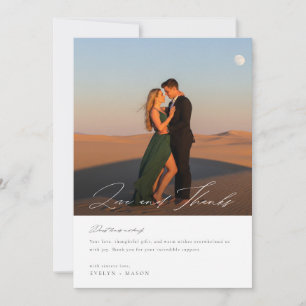 Simple Script Modern Photo Wedding Thank You Card
