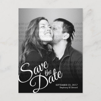 Simple Script Modern Save the Date Photo Postcard