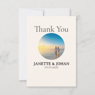 Simple Script Modern Wedding Photo Thank You Card