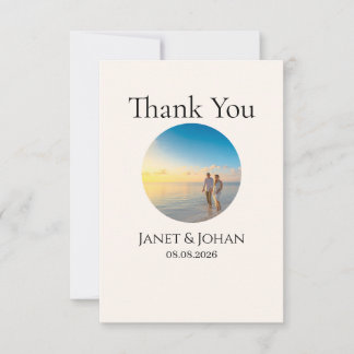 Simple Script Modern Wedding Photo Thank You Card