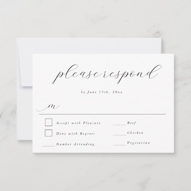 Simple Script Modern Wedding RSVP Response Card (Front)