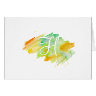 Simple Script Monogram Note Cards- Springs Colours