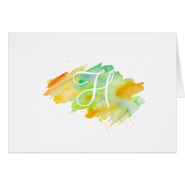Simple Script Monogram Note Cards- Springs Colours (Front Horizontal)