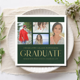 Simple Script Multi Photo Grad Graduation Party Napkin