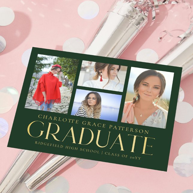 Simple Script Multi Photo Graduation Announcement Postcard (Creator Uploaded)