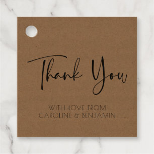 Simple Script Name Brown Kraft Paper Thank You  Favour Tags