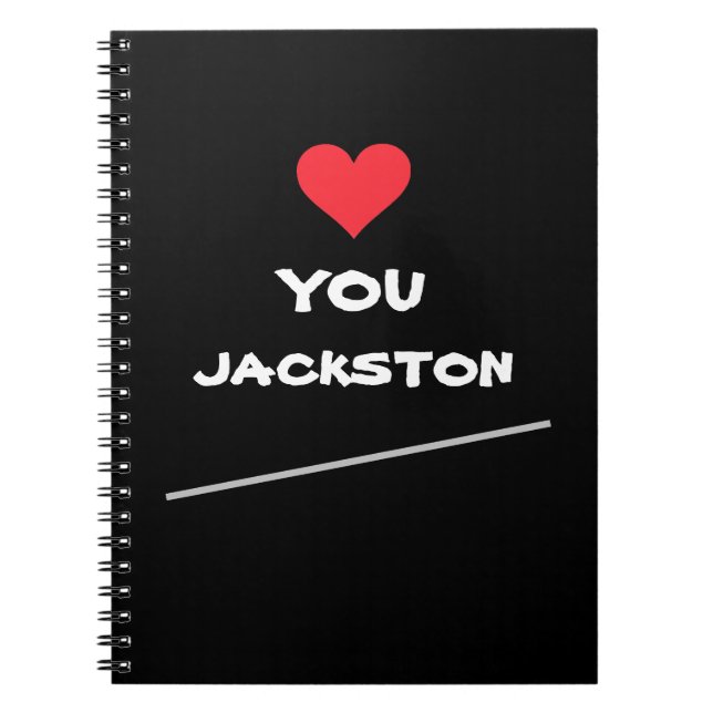 Simple script name cool cute love you heart  notebook (Front)
